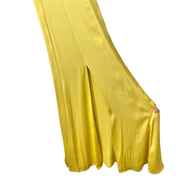 Lovers + Friends Bermuda Maxi Dress Small Yellow Satin Evening Formal Gown Glam - Picture 7 of 11